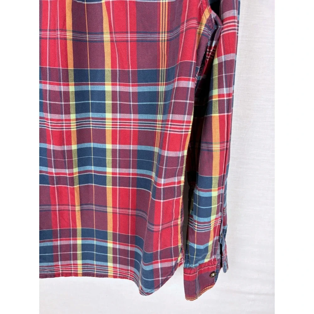 Jachs NY Mens Plaid Button Down Shirt Red Blue Yellow Long‎ Sleeve Classic Fit